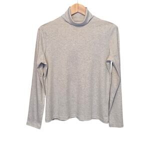 LL Bean 100% Supima Cotton Turtleneck Top Misses Size Medium Gray Layering Cozy